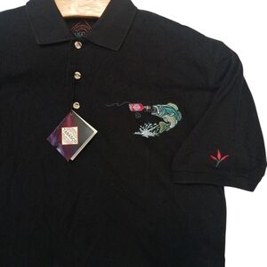 Tabasco Sportswear Black Bass & Tabasco Sauce Embroidery Polo NWT/Medium